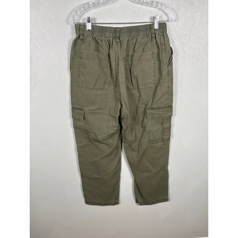 Aeropostale Army Green Cargo Pants Women's Large Elastic Waist‎ Straight Leg - Picture 10 of 11